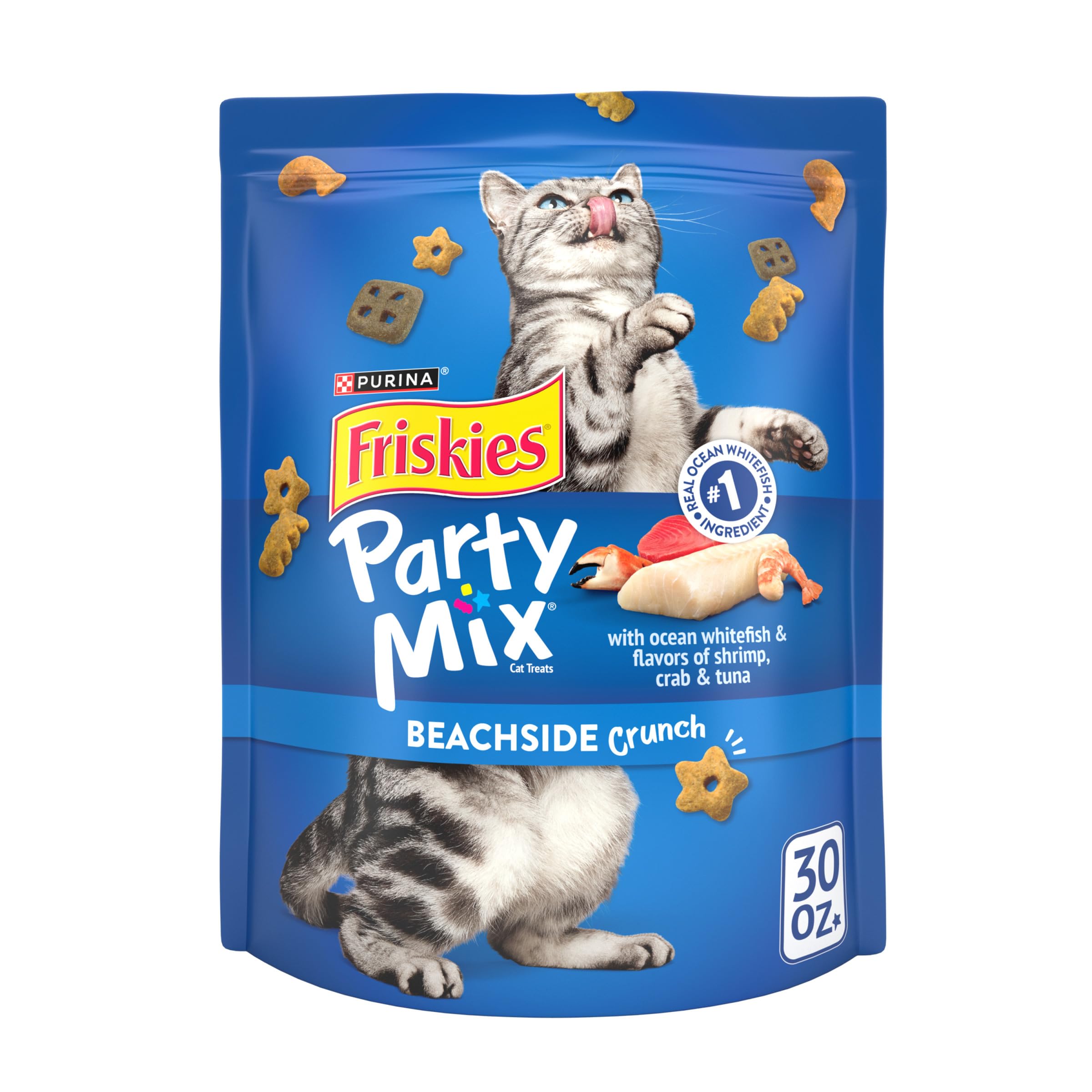 Photo 1 of Purina Friskies Cat Treats, Party Mix Beachside Crunch - 30 oz. Pouch EXP NOV 2026