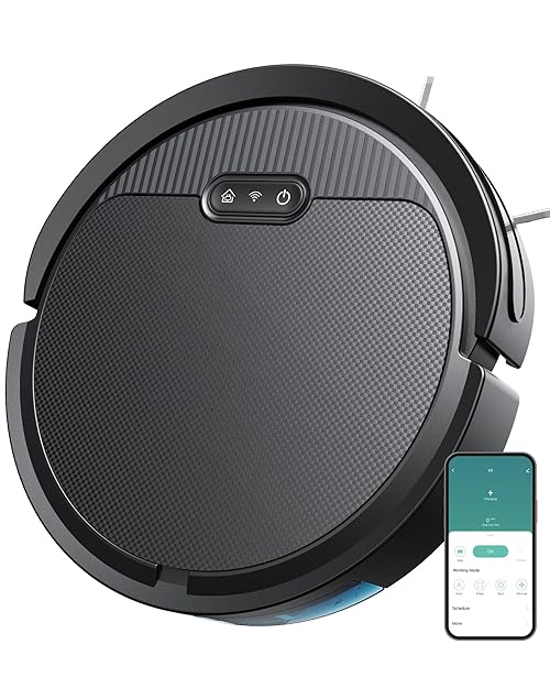 Dyrabitick V3 Robot Vacuum and Mop, 3 in 1 Combo Cleaner for Home with Pet Hair and Hard Floor, 5000Pa Suction, 120 Mins Run Time,Super Thin Body & Large Dust Box, Self-Charging,App + Alexa-Black