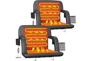 Suteck Dual-Side Heated Stadium Seat with Back Support, Wide Cushion, Foldable Bleacher Chair W/USB 3-Level Heating, 5 Storage Pockets – Portable Stadium Chair for Outdoor Bleachers Camping Games