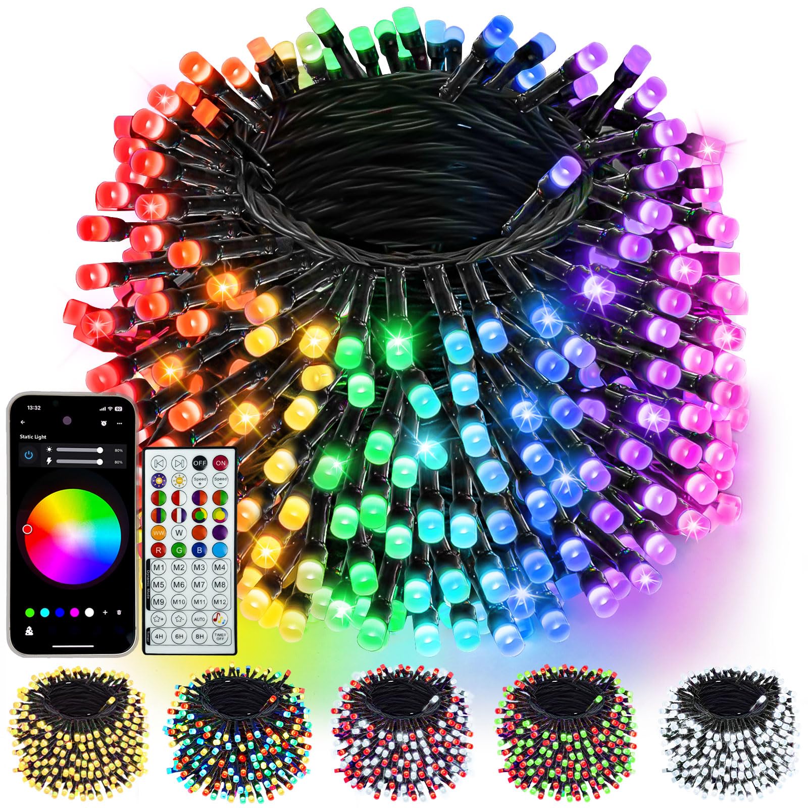 Photo 1 of 240LED Smart Color Changing Christmas Lights App Controlled, 95FT Waterproof RGB Twinkle String Light Music Sync Multiple Modes, Christmas Lights with Remote & Timer Indoor Outdoor Xmas Decorations
