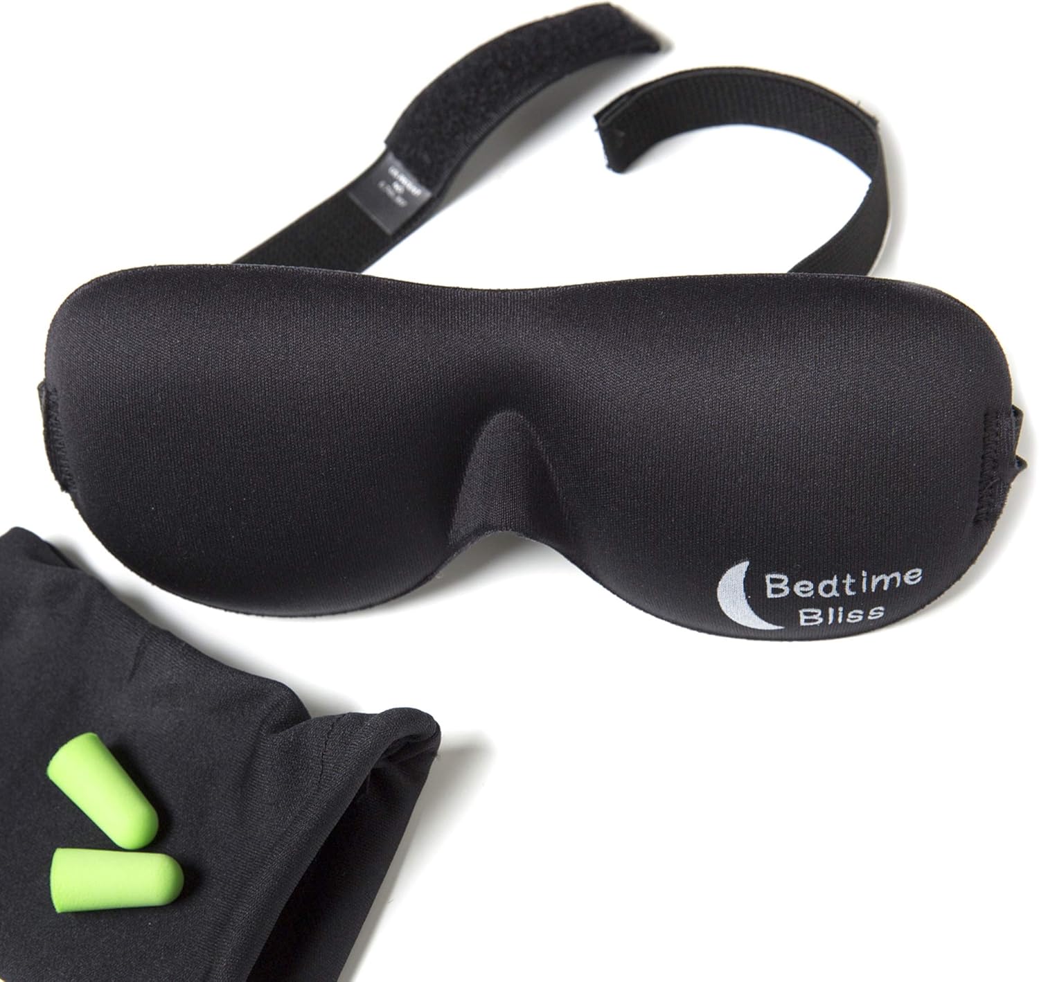 Bedtime Bliss Luxury Sleeping Eye Mask for Men & Women. Our Sleep Masks are Adjustable, Contoured & Comfortable for Full Blackout - Includes Carry Pouch and Ear Plugs -  Black : Beauty