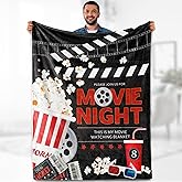 Aimego Movie Night Gifts Blanket Vintage Cinema Popcorn Movie Reel Decor Throw for Women Kids Adults Teens Soft Lightweight Fleece Cozy Fuzzy Birthday Christmas Blankets 50"x60"