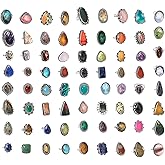 SUNYARAN Handmade 10 Pcs Stackable Gemstone Ring Set for Women, Silver Plated Fashion Boho Knuckle Rings, Vintage Gothic Statement Jewelry Gift Pack