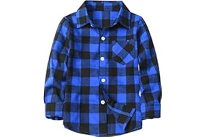 Betusline Boy and Men Button Down Plaid Shirt
