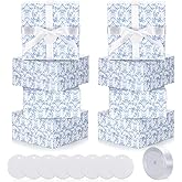 Faccito Blue 8 Pack Floral bridesmaid proposal Gift Boxes 8 x 8 x 4 Inch Flower Paper Boxes with Ribbon Label Card for Wedding Bridesmaid Gift Bridal Baby Shower Birthday Party Favor (Chinoiserie)