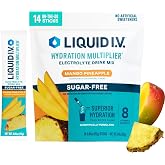 Liquid I.V. Sugar Free Hydration Electrolytes, Mango Pineapple, 14 Count | Scientifically Formulated | Clinically Proven Hydration | Zero Sugar | No Artificial Sweeteners | Non-GMO | Powder Drink Mix