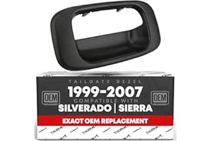 T1A Tailgate Handle Bezel Trim - Compatible with 1999-2007 Chevrolet Silverado 1500, Silverado 2500, 01-07 Silverado 3500; 99-07 GMC Sierra 1500, Sierra 2500, 01-07 Sierra 3500 - Black - OEM 15228539
