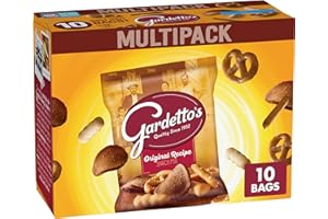 Gardetto's Original Recipe Snack Mix, Crunchy Breadsticks, Pretzels & Roasted Rye Chips, Kosher Snacks Multipack, 10 Single-Serve Bags, Individually Wrapped Party & Family Pack, 17.5 oz Bulk Box