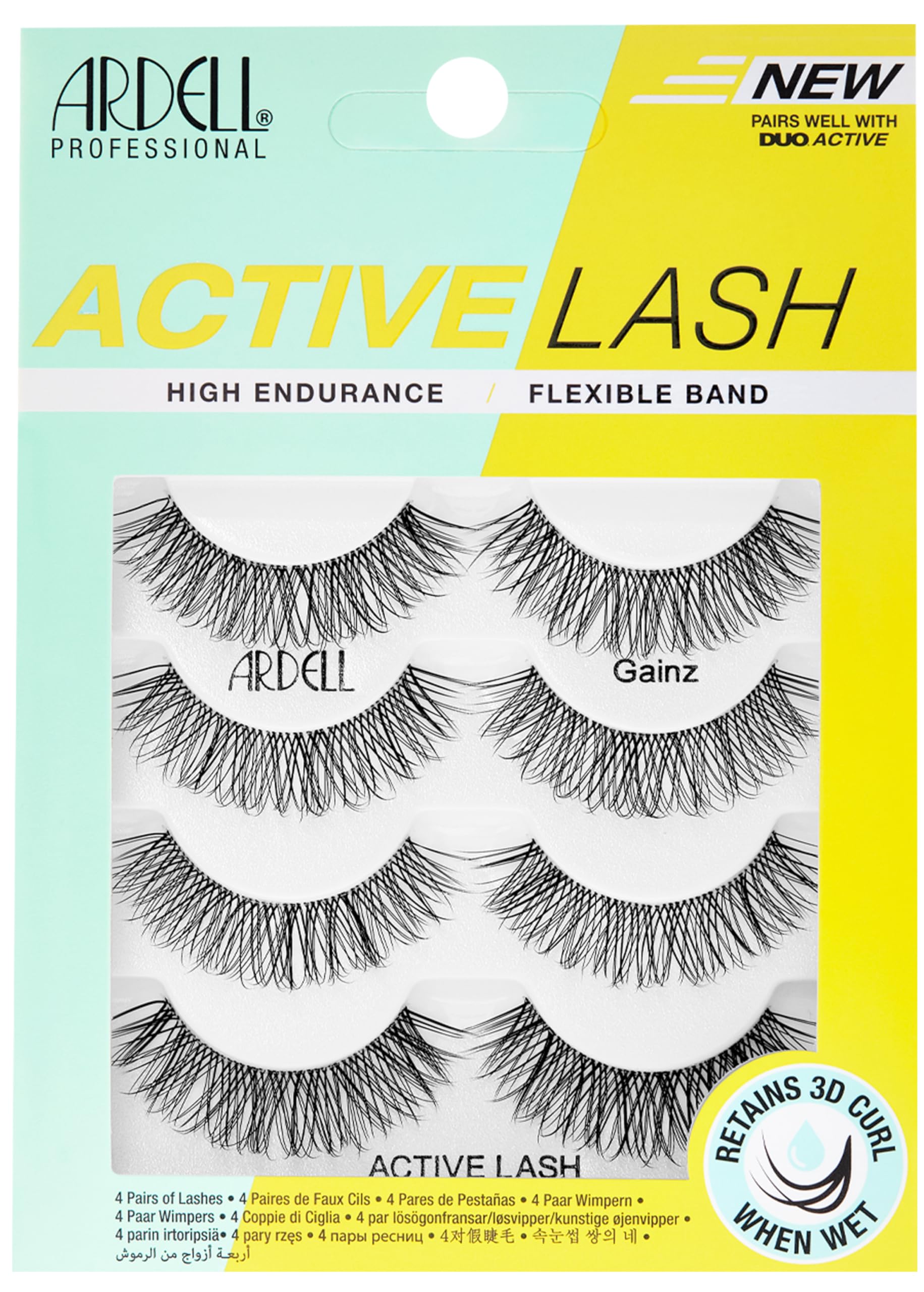 Photo 1 of Ardell Active Gainz Lashes - Sweat-Proof & Long-Lasting Wispy Lashes, Comfortable Wear False Eyelashes, 4 Pairs