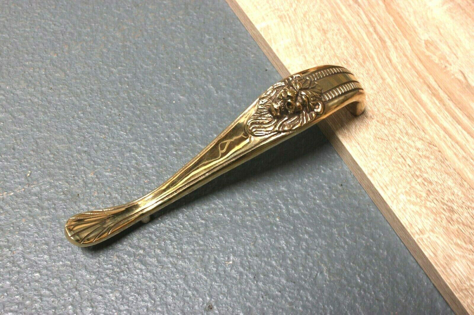 Infinity Decor Vintage Lion Pull 10" 250mm Aged Brass Cabinet Wardrobe Door Handle