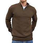 COOFANDY Men's Quarter Zip Up Pullover Slim Fit Lightweight Mock Neck Long Sleeve Sweaters