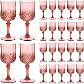 xozeooeu 24 Pcs 7oz Rose Gold Plastic Wine Glasses - Unbreakable Vintage Champagne Flutes - Reusable PET Goblets for Wedding, Party, Event