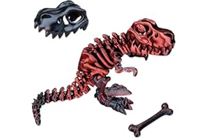 GUWEWU 3D Printed Dinosaur Bones, Full Articulated T-Rex, Excavate Prehistoric Fossils, Dinosaur Toys, Educational Toys, Adults Fidget Toys for Autism/ADHD (Silk Black Brown)