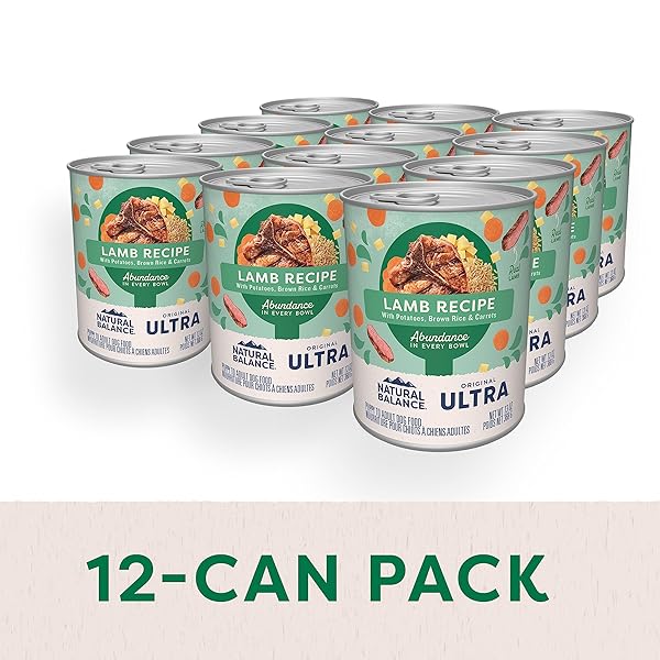 NATURAL BALANCE ORIGINAL ULTRA ADULT WET DOG FOOD, LAMB RECIPE WITH POTATOES, BROWN RICE & CARROTS, 13 OUNCE CAN (PACK OF 12)