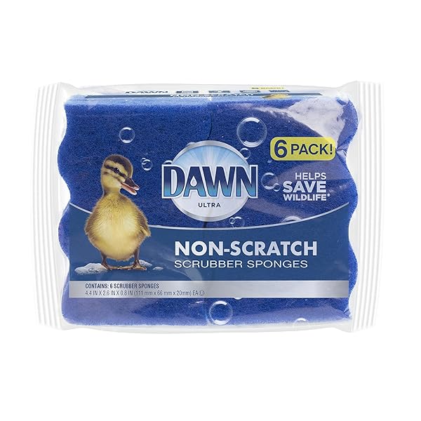 DAWN NON-SCRATCH KITCHEN DISH SPONGES, BLUE (PACK OF 6)