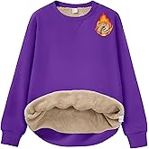 MAGCOMSEN Women's Sherpa Lined Sweatshirts Winter Warm Fleece Crewneck Pullover Thick Sweater Long Sleeve Tops Clothes