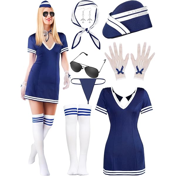 Amazon.com: Music Legs Mile High Club Stewardess Adult Costume (S
