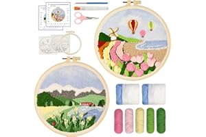 GIPONY embroidery kit for beginners,punch needle kits,punch needle kits adults beginner,punch needle kit for beginners, Includes all tools and materials,easy to follow instructions and videos(landscape)