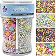 Rainbow Sprinkles for Cake Decorating, Pastel Jimmies Pearl Bunny Confetti Sprinkle Mix for Cookie Baking Ice Cream Cupcake Decorations