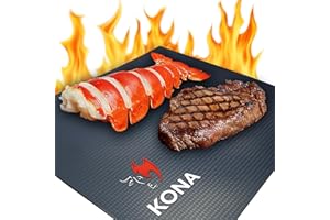 Kona BBQ Grill Mats - Non-Stick for Easy Cleanup, Heavy Duty, 600°F, PFOA-Free, Set of 2, 7-Year Warranty