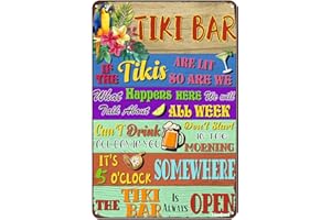 VIODENL Tiki Bar Metal Sign for Outside Patio Decor for Tropical Birthday Party Sign for Home Bar Kitchen Backyard 12x8 Inches