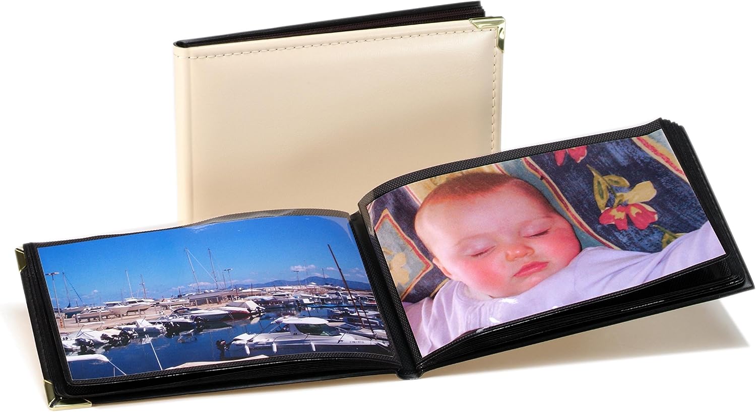 Kenro Ivory Leather Look Mini Photo Album for 36 photos 7.5x5 inch / 19x13cm with Gilt Corners Portrait Photographs - Image 4