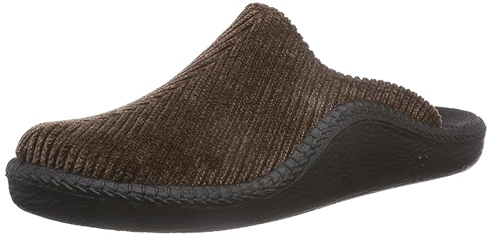 Romika Herren Mokasso 220 Pantoffeln | Echtleder-Pantoffeln für Herren | Bequeme Cord-Slipper aus Frottee