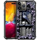 HCTYKHVTYS for iPhone 15 Pro Max Case,Black TPU Rubber Impact-Resistant Anti-Slip Fingerprint-Free Protective Case- Gothic Raven Bookshelf