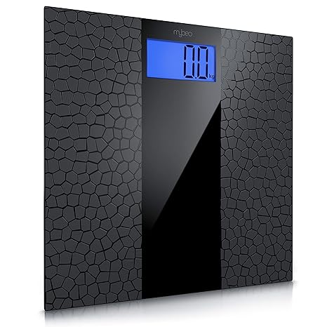 MyBeo - digitale Personenwaage im Slim Design | Körperwaage | Anti-Rutsch Beschichtung | großes LCD-Display, max. 180 kg, Mes