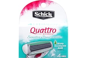 SCHICK HYDRO SILK Schick Quattro for Women Razor Blade Refills for Sensitive Skin with Hypo-Allergenic Aloe, 4 Count