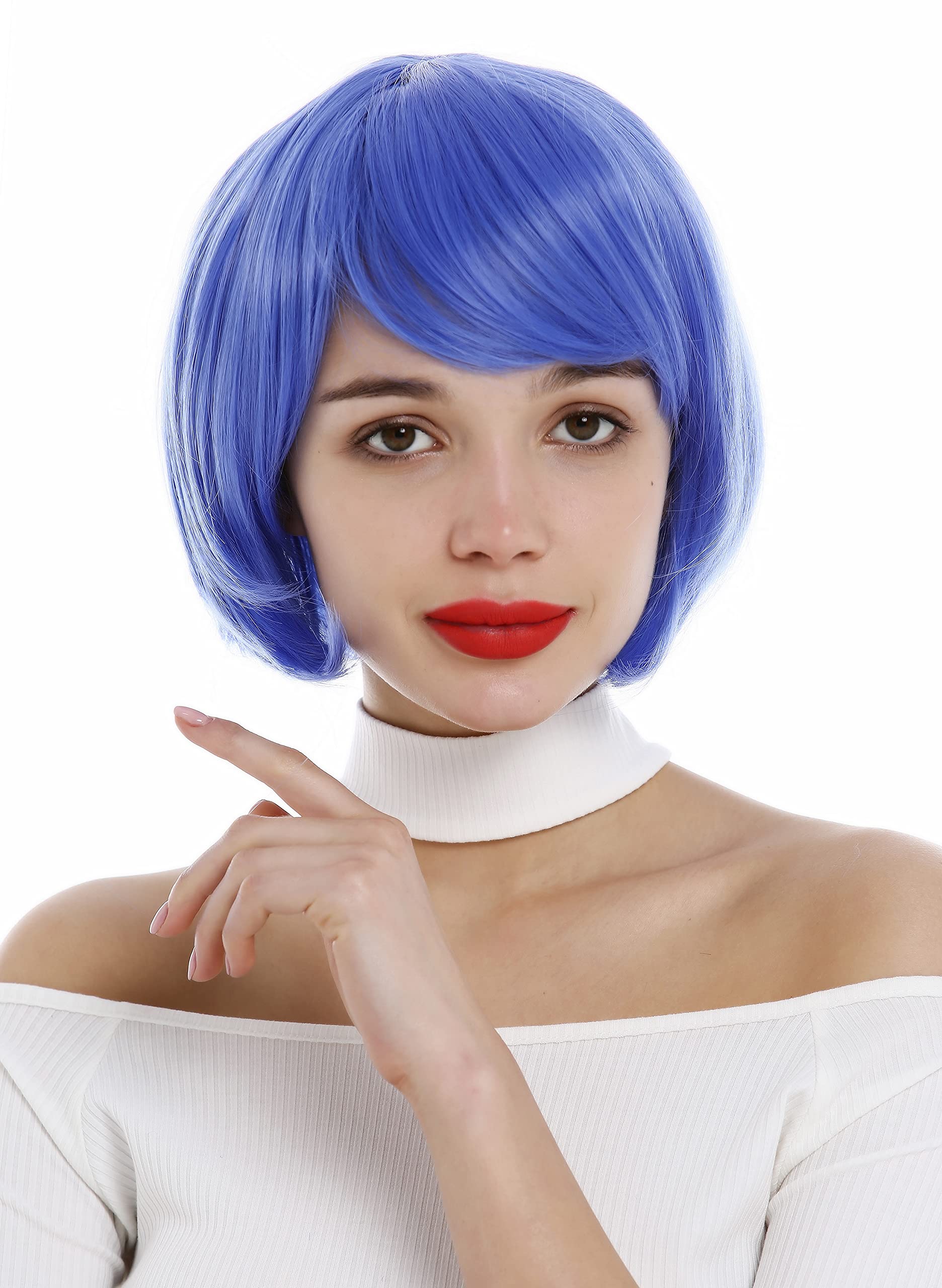 WIG ME UP - 0823-T2512B Short lady quality wig bob style sleek but voluminous parting light blue Cosplay