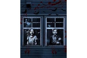 YUSPENYE 2 Pack of Halloween Window Door Scary Cover, Halloween Decoration, Party Decors with Frame