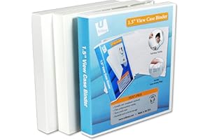 UniKeep 3 Ring View Binder - Binder Case is Fully Enclosed - Available in White, Clear, or Black and in Various Spine Widths (Pack of 3, White, 1.5 Inch)