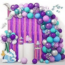 2 Pack Pink and Purple Foil Fringe Curtains