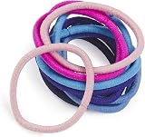 Manicare Hair Bands 12 Pack Multicolour Snag Free Elastic Ponytail Holder Metal