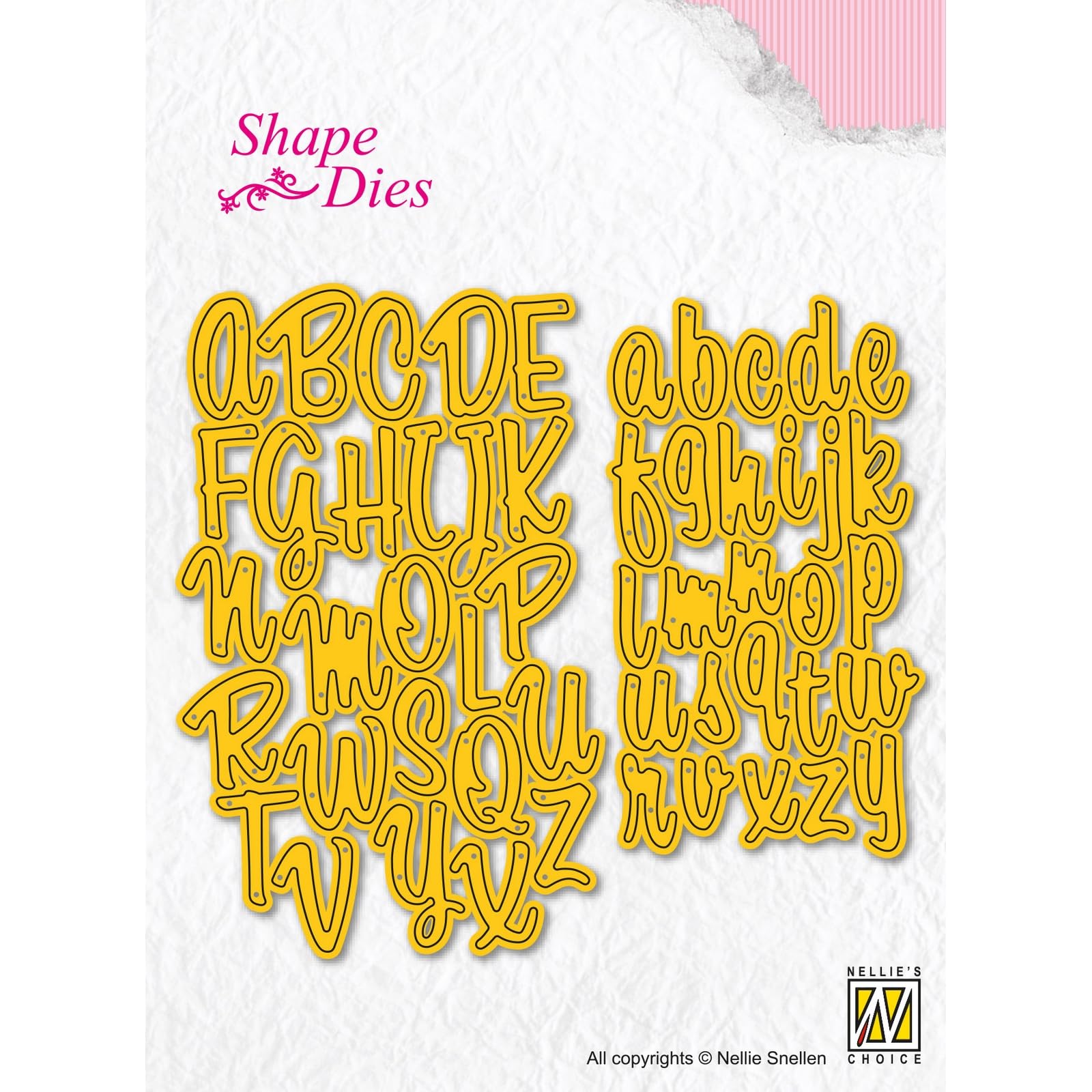 Nellie's Choice Cutting Die-Letters-48 Shape 5,9 Card Making Supplies-Metal Dies for Scrapbooking, DIY and Paper Crafts, Yellow, 4,3 x 7,7/5,9 x 9,3 cm