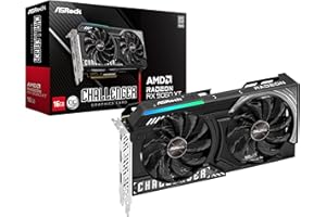 ASRock Radeon RX 9060 XT Challenger 16GB GDDR6 OC Graphics Card | 3300 MHz Boost | Dual Fan | 0dB Co...