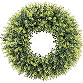 HUZIYAHAN 20In Large Boxwoods Door Wreaths for Front Door Spring Summer Outside All Season Green Year Round Artificial Greenery Wreath for Wall Window Rustic Farmhouse Home Outdoor Indoor Decorations