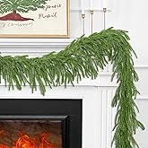 2 Pcs 6FT Christmas Norfolk Pine Garland,Realistic Cedar Garland Artificial Pine Cypress Vines,Greenery Garlands for Holiday Xmas Indoor Mantle Decor