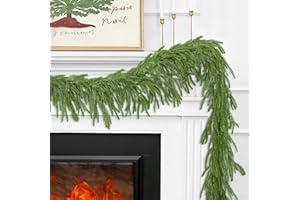 VICAMB 2 Pcs 6FT Christmas Norfolk Pine Garland,Realistic Cedar Garland Artificial Pine Cypress Vines,Greenery Garlands for Holiday Xmas Indoor Mantle Decor