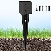 TAYORY 1 Pcs 4"x4" Fence Post Anchor Ground Spike, (Actual: 3.6"x3.6") 24" Black Powder-Coated 4x4 Post Anchor, for Fences,Mailbox, Bird feeders, Road Signs, Street Lights, Gazebos