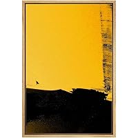 SIGNWIN Framed Canvas Print Wall Art Black Brushstroke on Yellow Background Abstract Texture Illustrations Impressionism Contemporary for Living Room, Bedroom, Office - 16