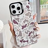 HYUEKOKO for iPhone 16 Pro Case, Vintage Camo Pattern Design for Men Boys Teens, Cool Camouflage Shockproof Protective Cover for Girls Women - Black