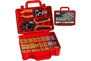 PEBA Crimping Tool Kit, 20 Types Spade Connectors, Ratchet Crimping Pliers AWG 24-14 for 2.8mm 3.5mm 3.9mm 4.8mm 6.3mm Open Barrels Pin Terminal | Speaker Connectors Terminal - Crimper Tool Kit
