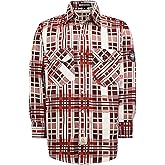 BOCOMAL FR Shirts Flame Resistant NFPA2112/CAT2 6.5oz Light Weight Printed Fire Retardant Plaid Shirt