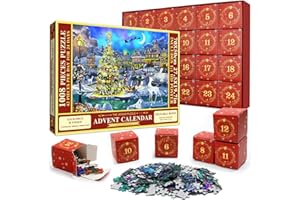 Pukamam Advent Calendar 2023 Jigsaw Puzzle 1008 Pieces Puzzle 24 Days Christmas Countdown Calendars for Kids Adults