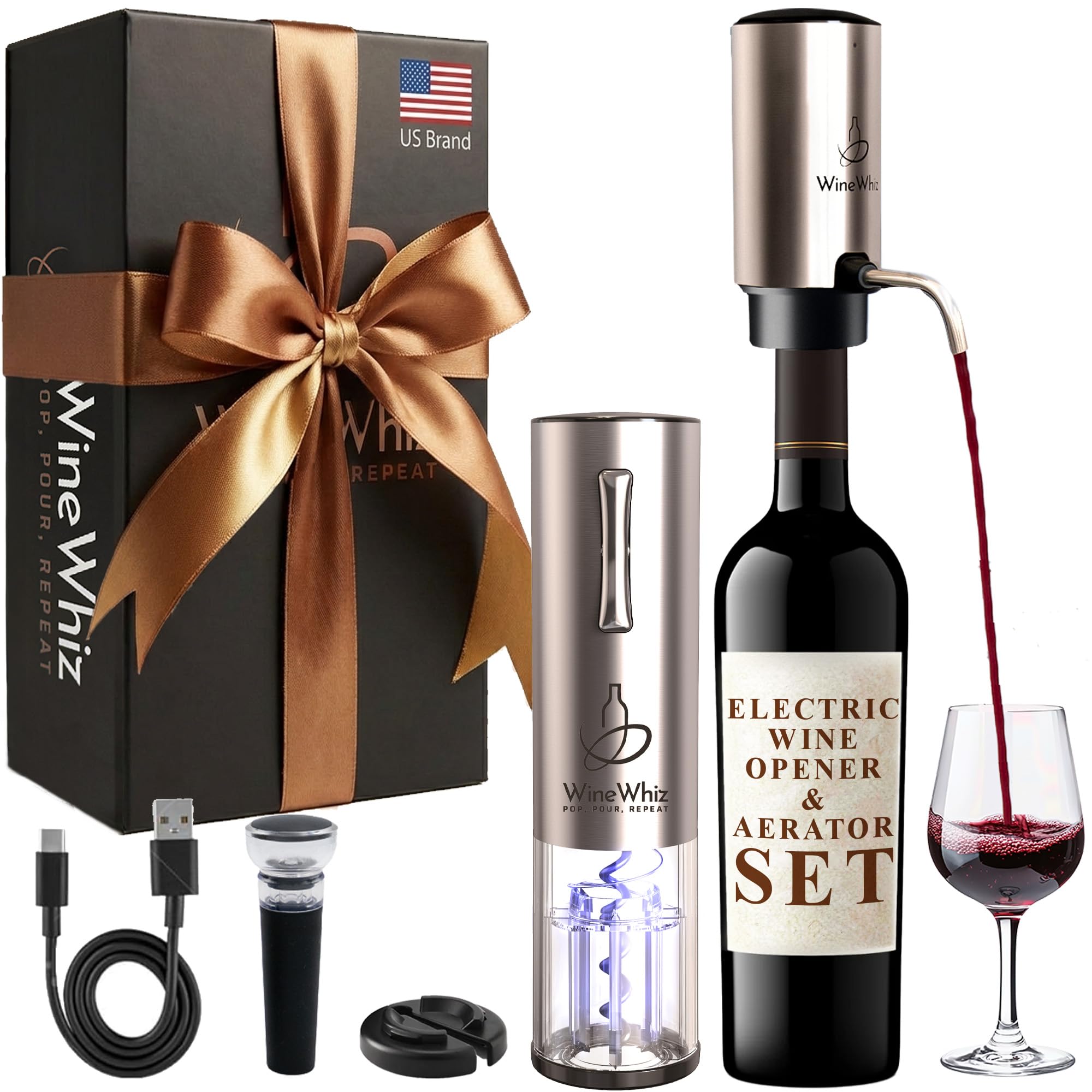 electric wine opener gift set rechargeable product image 4