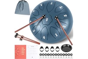 ITHWIU Steel Tongue Drum Hand Drum Percussion Instrument Tank Drum Set with Drumsticks, Drumstick stand, Carry Bag, Tutorial 