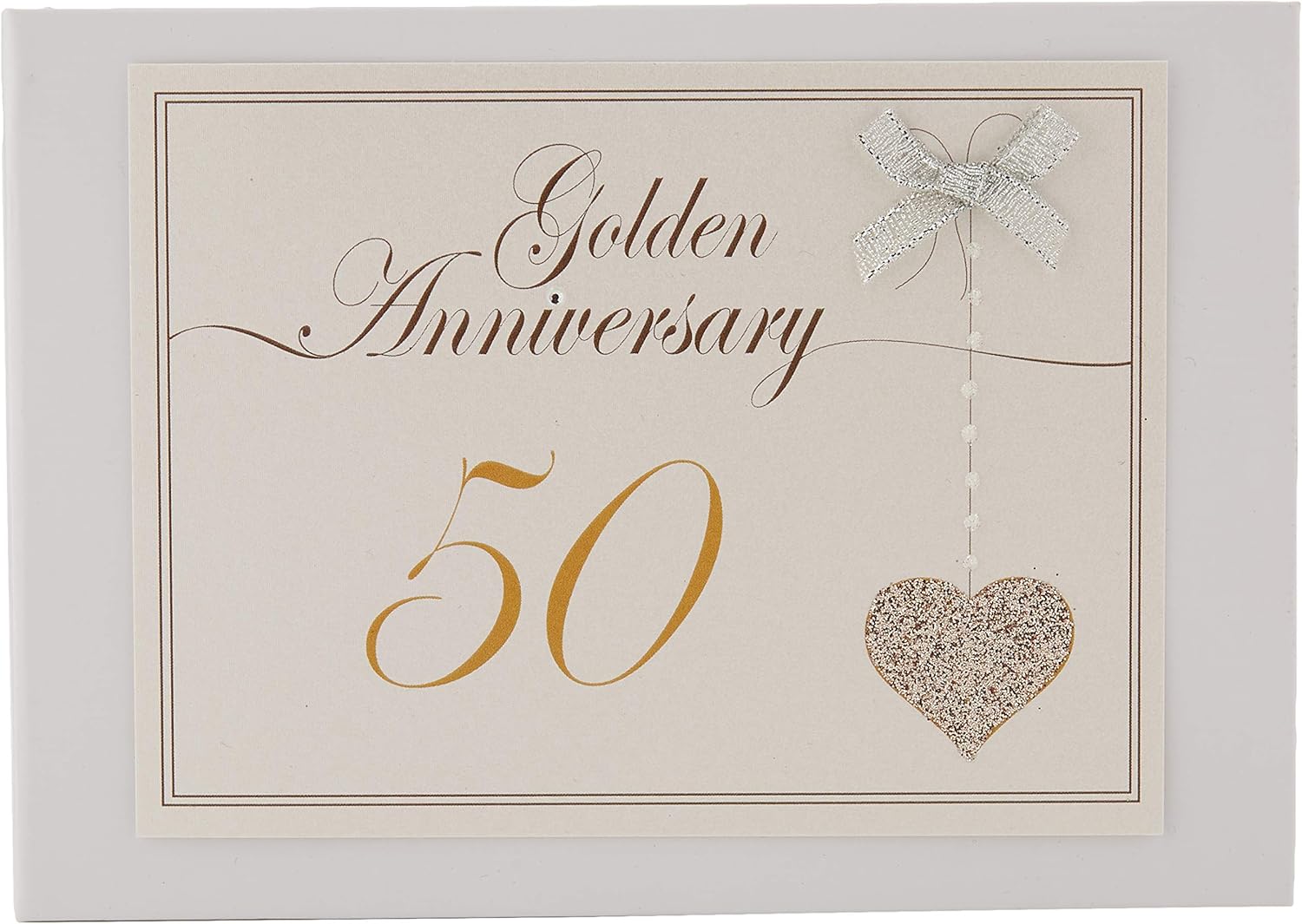 White Cotton Cards 50th Anniversary, Heart Photo Album (LLA50T), of, Medium