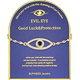 SUPNEER 18K Gold Evil Eye Bracelets for Women 5A Cubic Zirconia Eye Adjustable Link Bracelets Protection Jewelry Gift with Card for Mother's Day Christmas